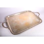 Victorian silver tray with gadrooned raised edge and handles with shells hallmarked Henry Stratford,