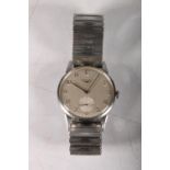 Longines manual wind gents wristwatch (circa 1950s) brushed stainless bezel and flexible bracelet