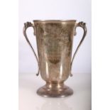 Silver prize footed cup with lion handles to sides inscriptions include Charlton Stadium Blackwall