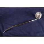 George IV baleen and white metal toddy ladle with 1825 George IV bare head sovereign, 36cm,