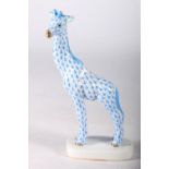 Herend of Hungary hand painted ceramic blue pattern giraffe, blue stamp markers mark to the base,