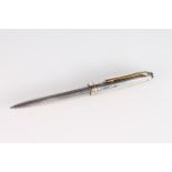 Montblanc Meisterstuck ball point silver pen, marked 925 with a bird hallmark, yellow metal mounts