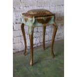 French antique style gilt and painted wood work box table decorated with geometric flowerhead