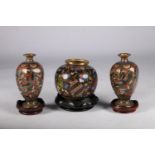 Japanese cloisonne pot pourri jar Late Meiji 1868-1912 of globular form, Decorated with allover