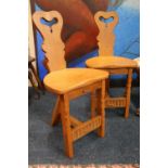 Pair of Arts & Crafts style oak cottage chairs in the manner of Rupert Griffiths of Derbyshire. (2)