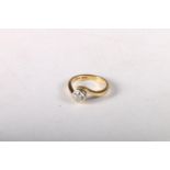 18ct gold solitaire diamond crossover ring, .6ct diamond, size L, 4.6g.
