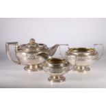 George III, Scottish three piece Regency tea service hallmarked Robert Gray and Son, 1807 Edinburgh,
