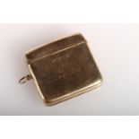 9ct gold vesta case by H W & Co Ltd, 26.7g.