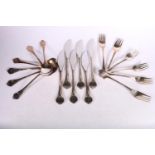 Bjorn Wiinblad for Rosenthal, a six-place suite of Lotus pattern flatware.