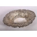 Victorian silver oval dish with foliate repousse decoration hallmarked Charles Stuart Harris, London