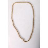 18ct gold rope-twist necklace with entwined white metal box link chain, stamped '750', 14.6g, 45cm