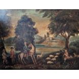 19TH CENTURY SCHOOL Hunting party in a landscape Oil on canvas, unsigned, 68cm x 90cm, gilt frame