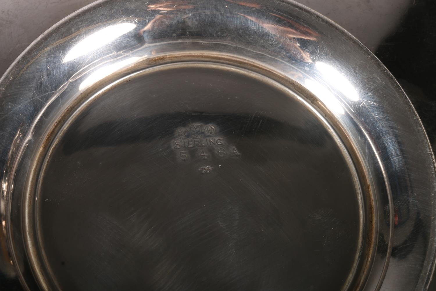 Pair of silver pierced footed dishes with monogram to well and marked sterling to base with other - Image 2 of 2