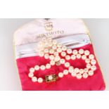 Mikimoto pearl necklace with 14ct gold closure.