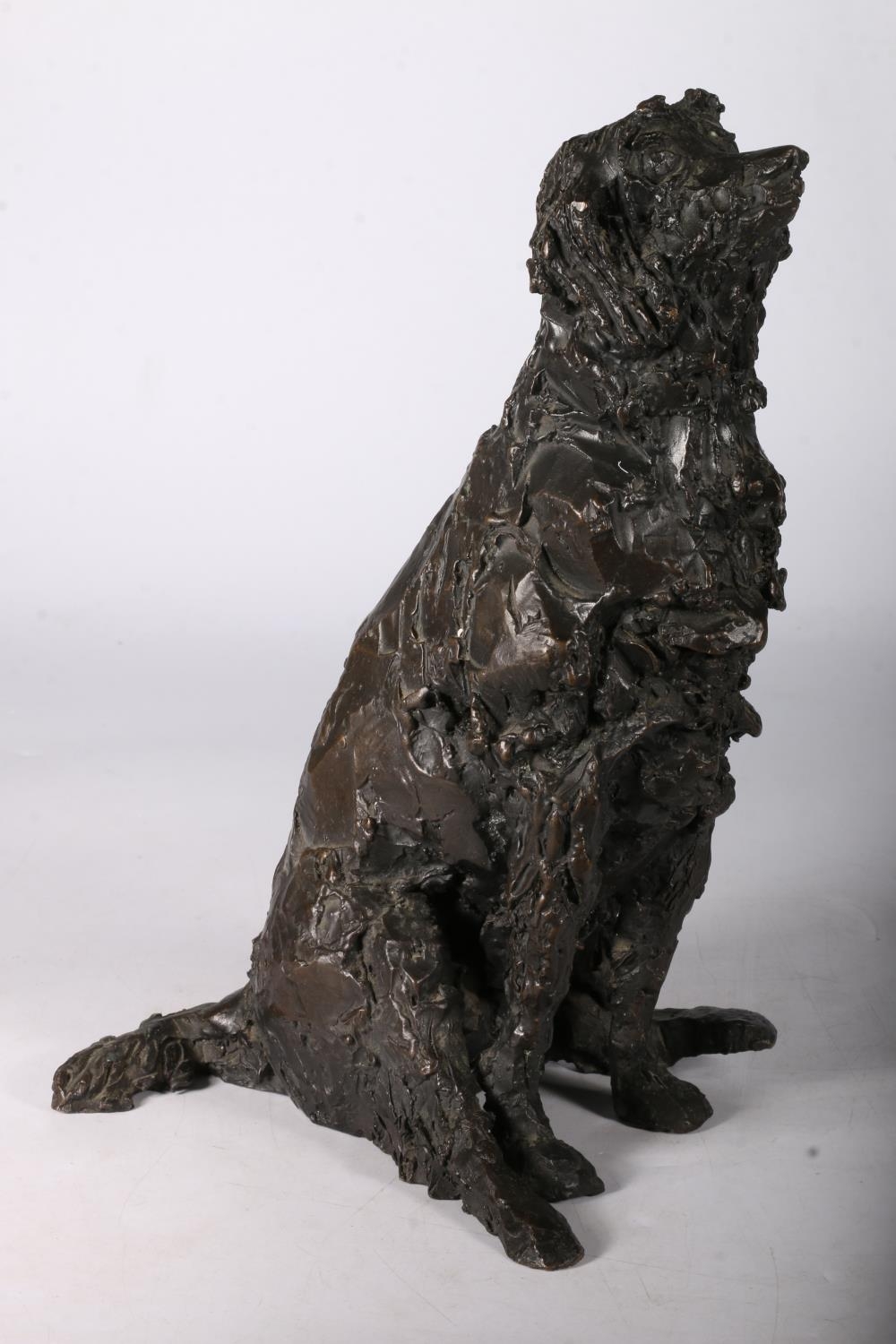 Heavy bronze sculpture of seated lurcher, signed with monogram B, 29cm tall. - Image 2 of 5