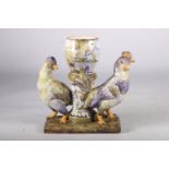 Continental vase shouldered by two birds with signature to base, 19cm.
