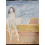 LYS HANSEN (Scottish b1936) *ARR* Female figure in bathing costume Gouache on paper, signed and