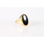 Onyx signet ring, size N/O, stamped 22c AJ, 6.8g.