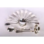 Set of twelve silver fiddle back soup spoons, hallmarked Roberts & Belk, Sheffield 1962, 17cm,