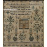 19th c. sampler by Martha Spittle, dated Feb 1837, Aged 10, 32 x 27cm.