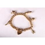 9ct gold charm bracelet with number of charms, 17.4g