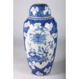 19th century Qing Dynasty Chinese Kangxi style vase with cover, The oviform vase with central