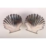 George III pair of silver shell footed dishes with stag crests, hallmarked William Plummer, London