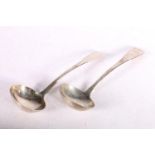 Pair of George III silver ladles hallmarked William Eley I & William Fearn, London 1803, 18cm,