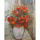 MARY CANDY (Contemporary) *ARR* Still life vase of poppies Oil painting, signed lower left, 58cm x