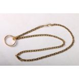 9ct gold flat link chain, with 9ct gold wedding band, 14.5g gross.