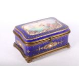 Fine French gilt bronze and enamel casket 19th century in the manner of Sevres with hinged top