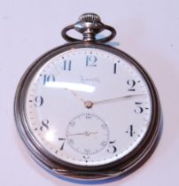 Zenith Grand Prix Paris 1900 15 rubis silver-cased open face pocket watch with seconds dial, stamped