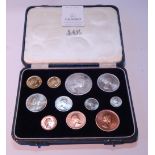 Queen Elizabeth II South Africa 1954 proof set to include a gold £1 coin, 8g, ½ gold coin, 4g, and
