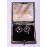 Pair of late Victorian sunflower earrings, each with a brilliant and rose diamonds, in gold and