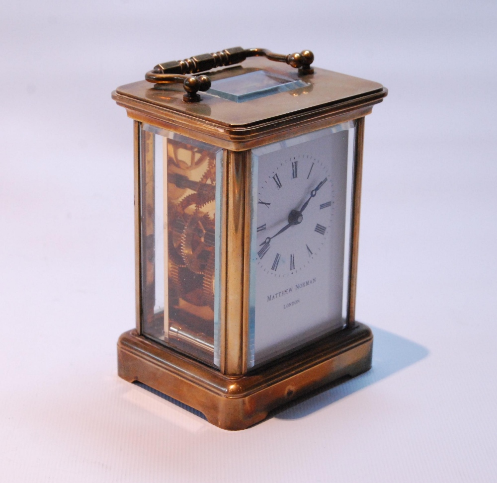Matthew Norman lever carriage timepiece in corniche case, 12cm high. - Image 2 of 8