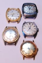 Sekonda 19 jewels manual wind watch, c. 1970s, in stainless steel case, the silvered dial with baton