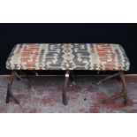 Antler centre stool with Kelim upholstered stuff-over seat on six antler supports, overall having