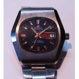 Sindaco Automatic 17 jewels gent's wristwatch, c. 1970s, in stainless steel case, the blue shaped