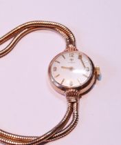 Tissot lady's 9ct gold bracelet watch, 13.5g without movement.