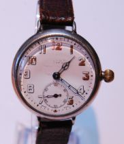 Zenith silver-cased screw-back gent's manual wind trench wristwatch, c. early 20th century, the