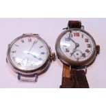 Silver-cased gent's manual wind watch, c. early 20th century, the enamel dial with Roman numerals