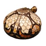 Good quality Tiffany of New York-style large multi-coloured stained leaded ceiling light shade, with