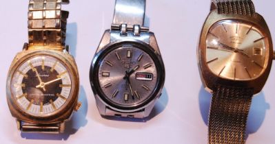 Seiko 5 Automatic 21 jewels gent's wristwatch, c. 1970s, in stainless steel case, the silvered