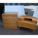 Mid-century E Gomme for G Plan 'Brandon' two-piece bedroom suite comprising a dressing chest with