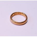 22ct gold band ring, size L½, 7g.
