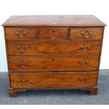 George III mahogany chest of drawers, c. late 18th/early 19th century, with three short and three