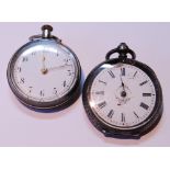 Two continental silver-cased open face ladies' fob watches, one stamped 0.935, 54.6g gross.  (2)