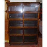 American mahogany sectional bookcase of five sections with pull-up detachable glazed doors, 186cm