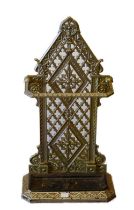 Late Victorian Scottish painted cast iron Gothic-style stick stand by Carron Works Foundry,