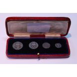 Edward VII Maundy Money 1904 comprising of 1, 2, 3 and 4 pence, in red tooled box.
